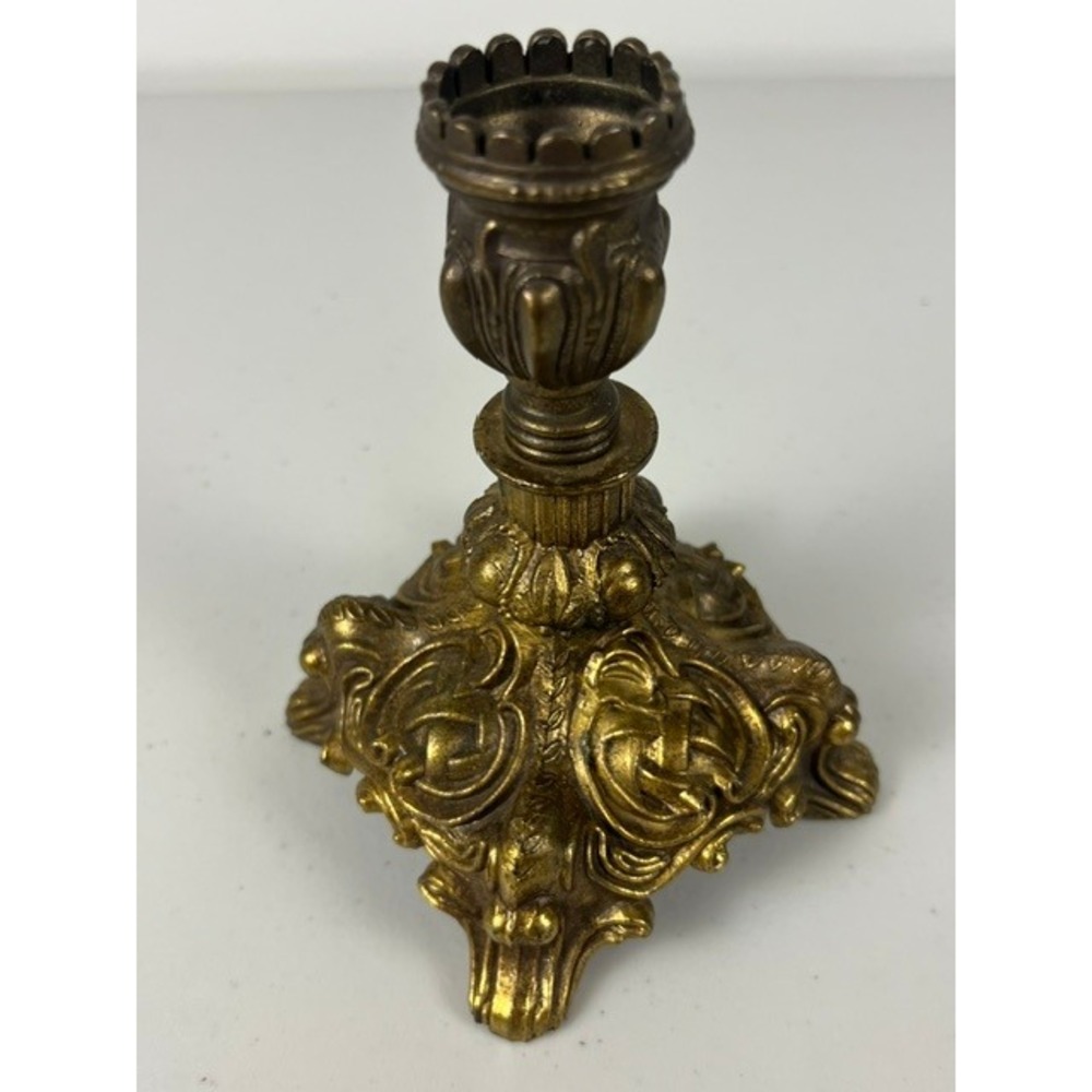 Vintage 1969 High-Speed Inds Ornate Candlestick Holder Rococo Style Gold